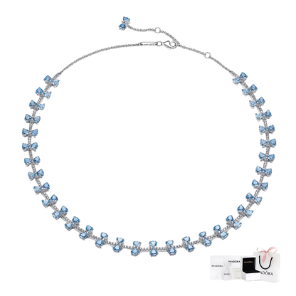 COLLAR PANDORA BRIDGERTON LAZO AZUL PLATA .925 ZOCALO ONLINE