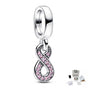 CHARM PANDORA COLGANTE INFINITO BRILLANTE ROSA PLATA .925