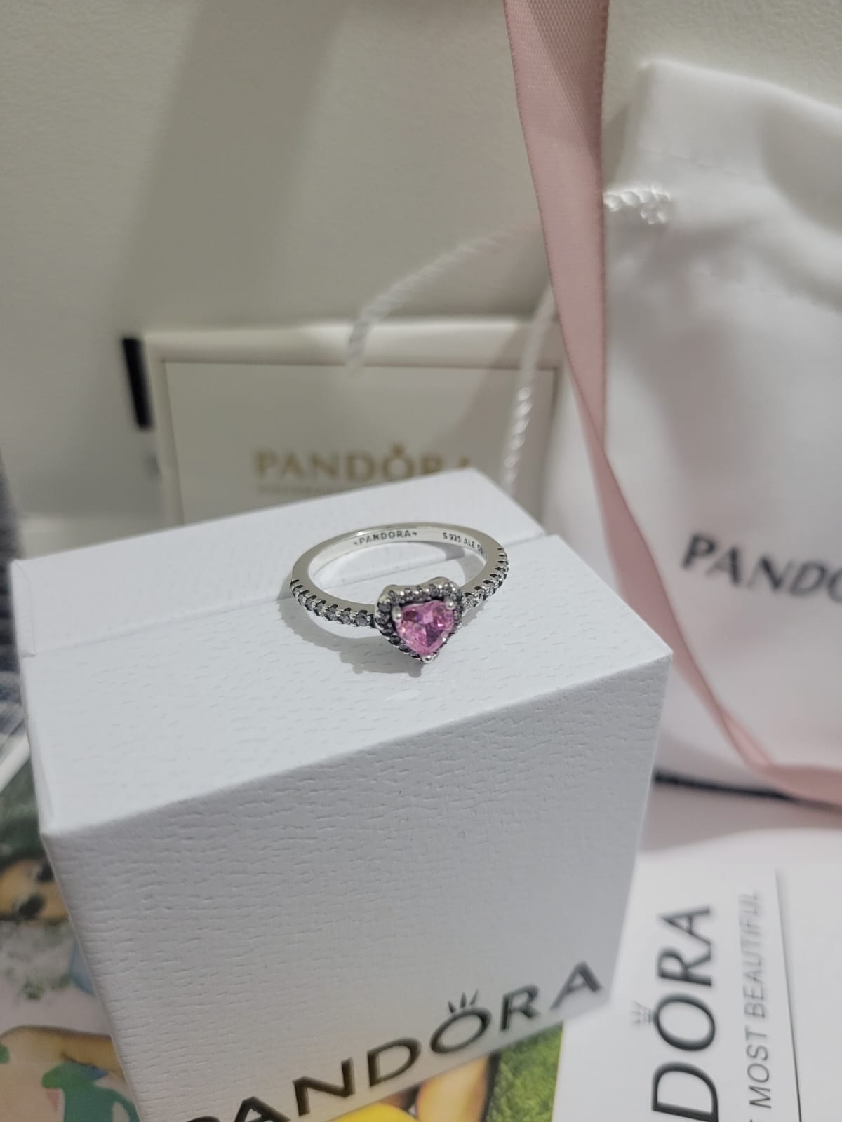 ANILLO PROMESA CORAZON ELEVADO ROSA + KIT DE REGALO