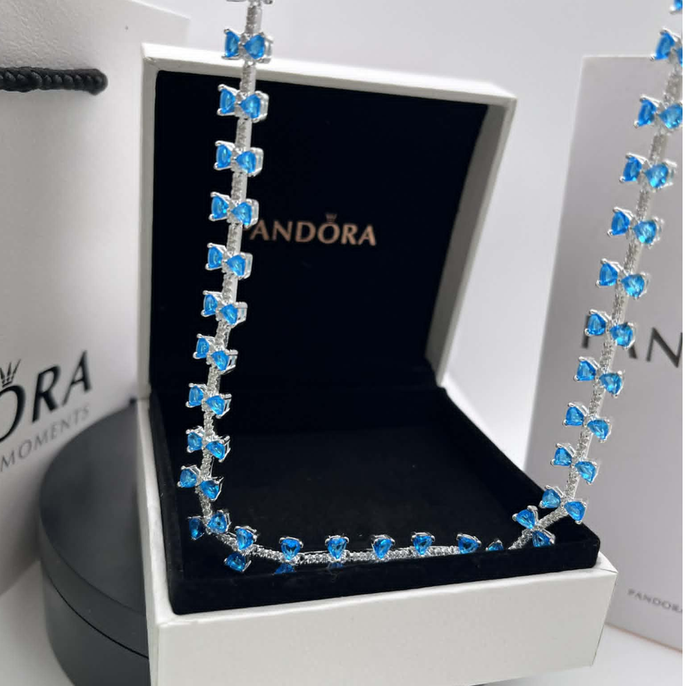 COLLAR PANDORA BRIDGERTON LAZO AZUL PLATA .925 ZOCALO ONLINE