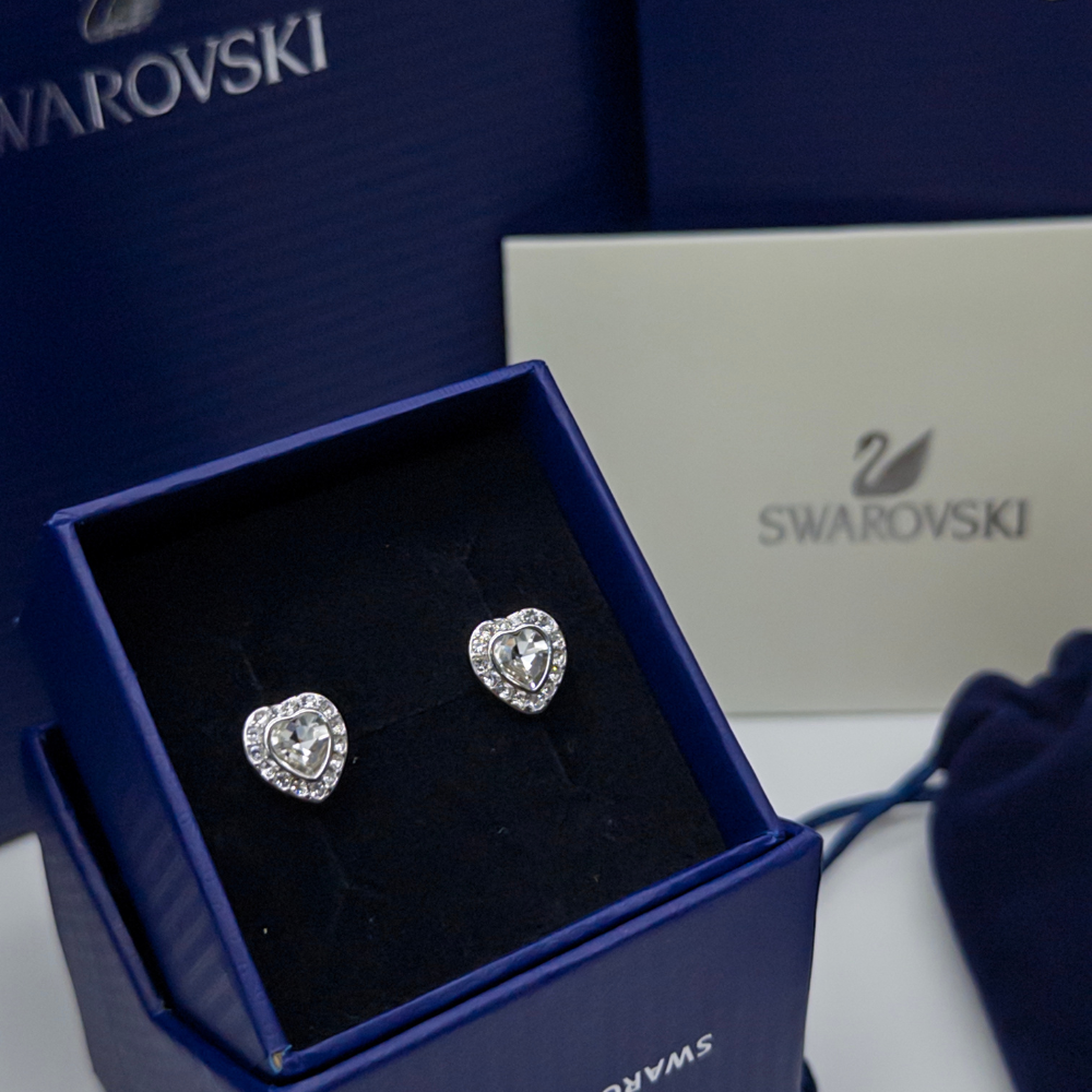 SET CONJUNTO COLLAR + PULSERA + ARETES SWAROVSKI ARIANA GRANDE CORAZONES