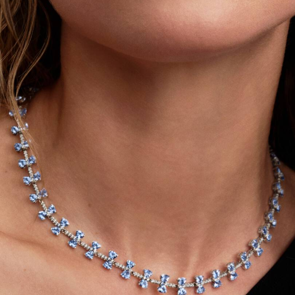 COLLAR PANDORA BRIDGERTON LAZO AZUL PLATA .925 ZOCALO ONLINE