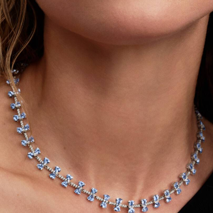 COLLAR PANDORA BRIDGERTON LAZO AZUL PLATA .925 ZOCALO ONLINE