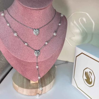 SWAROVSKI Y NECKLACE ARIANA GRANDE WHITE HEART + GIFT KIT 