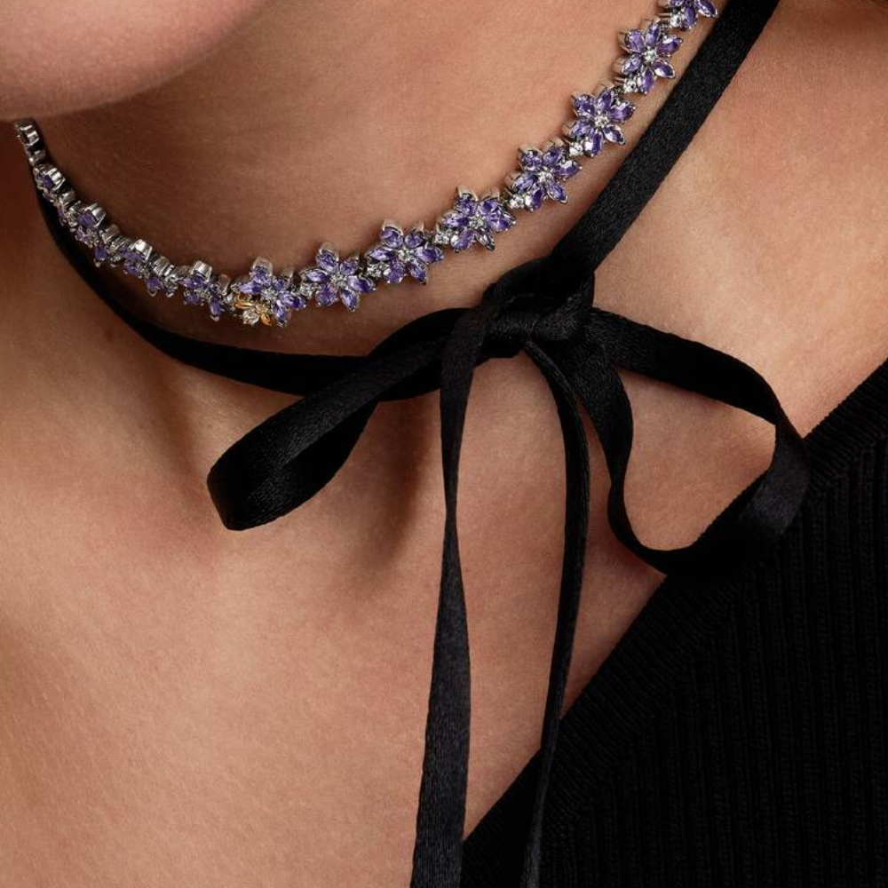 COLLAR CHOKER PANDORA BRIDGERTON HERBARIO ABEJA FLORES PLATA .925 ZOCALO ONLINE