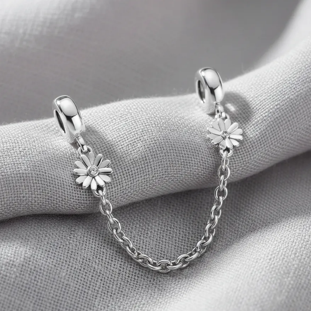 CHARM CADENA DE SEGURIDAD MARGARITA FLOR PANDORA PLATA .925 ZOCALO ONLINE