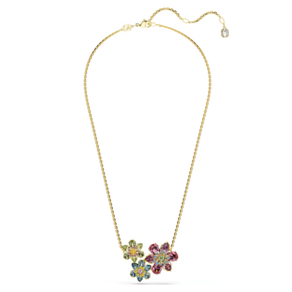 COLLAR COLGANTE SWAROVSKI IDYLLIA FLORES CRISTALES MULTI COLOR + KIT DE REGALO