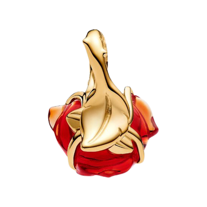 CHARM PANDORA COLGANTE ROSA ENCANTADA ROJA DISNEY BELLA Y BESTIA ORO 14K