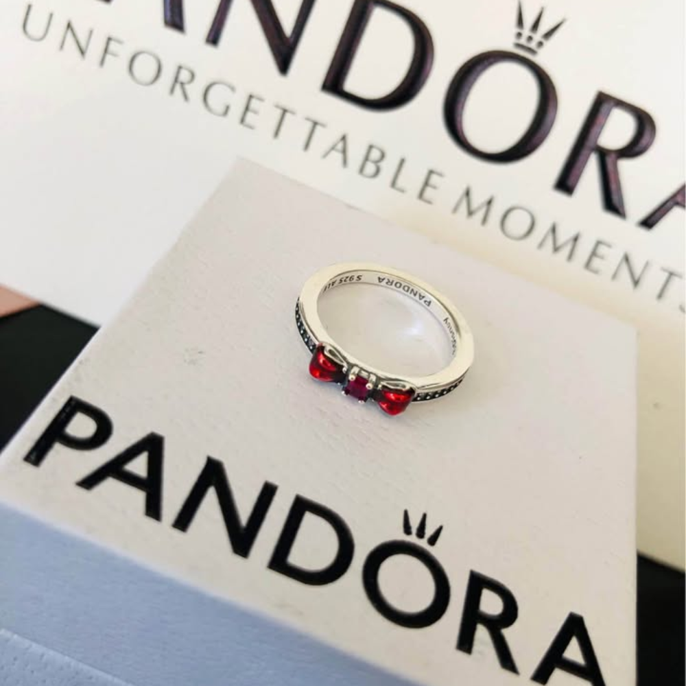 PANDORA RAISED HEART PROMISE RING NAVY BLUE + GIFT KIT 