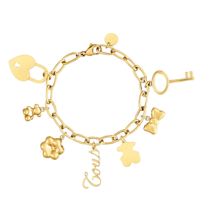 PULSERA BRAZALETE TOUS CADENA DE ACERO BICOLOR Y MOTIVO OSO CHARM (Copia) ZOCALO ONLINE