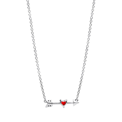 COLLAR PANDORA FLECHA Y CORAZON ROJO CRISTAL MURANO PLATA .925 ZOCALO ONLINE