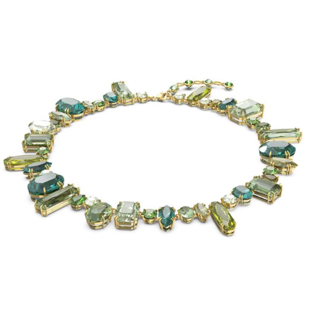 COLLAR GEMA CRISTALES COMPLETO MULTI COLOR SWAROVSKI VERDE + KIT DE REGALO
