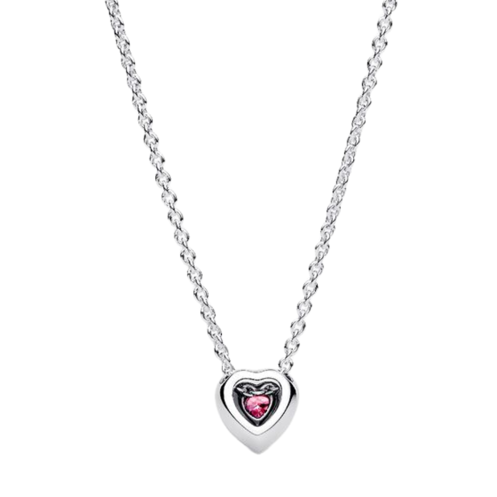 Offer PANDORA PINK HEART RAISED ZIRCONIA NECKLACE S925 – ZOCALO