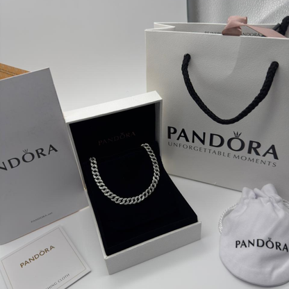 COLLAR PANDORA CUBANO CADENA PAVE ESLABONES PLATA .925 ZOCALO ONLINE