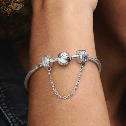 CHARM CADENA DE SEGURIDAD LOGO LOGOTIPO PANDORA PLATA .925 ZOCALO ONLINE