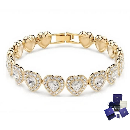 PULSERA BRAZALETE SWAROVSKI ORO DORADO TENIS CORAZONES BLANCOS ARIANA GRANDE