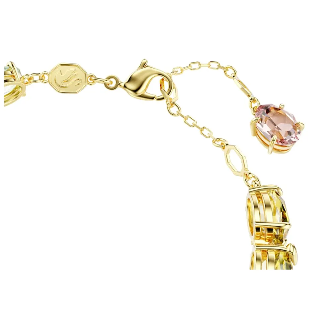 PULSERA BRAZALETE SWAROVSKI TENIS GEMA MULTI COLOR DORADO ORO 14K
