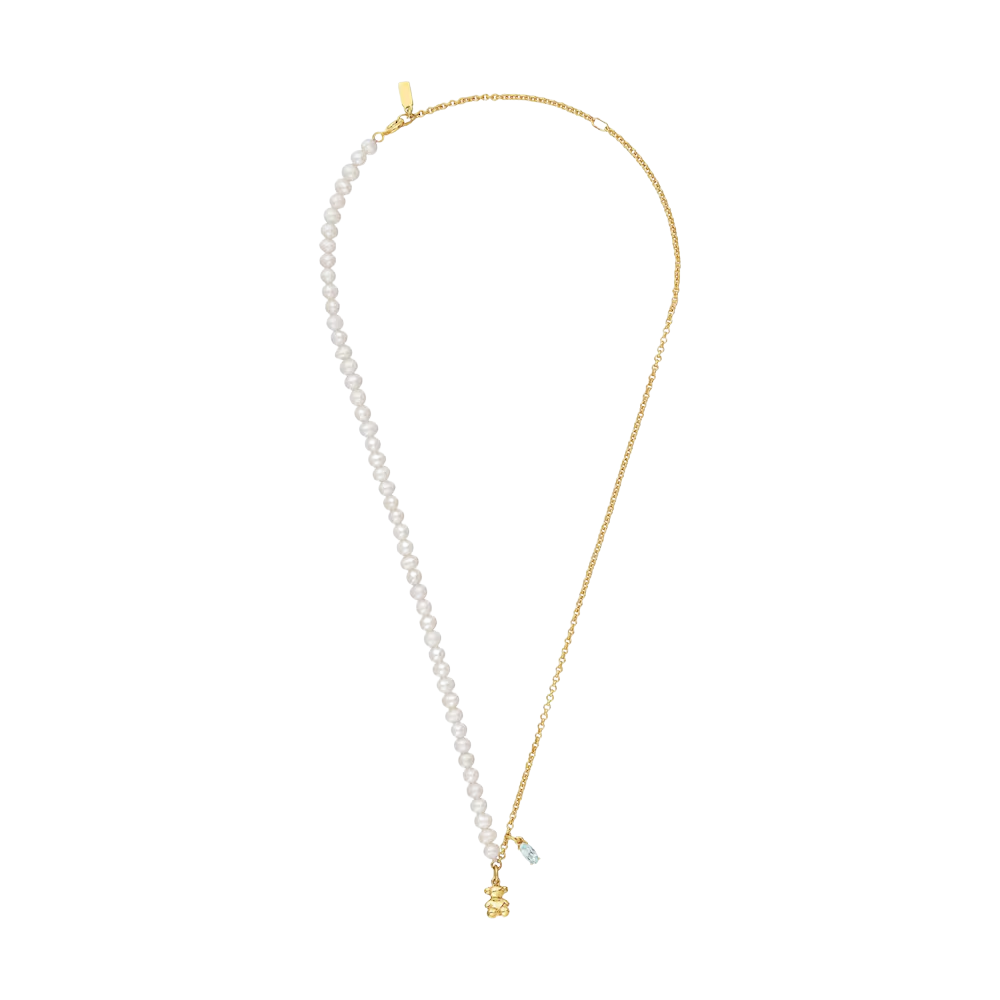 COLLAR TOUS DIJE ORO OSO TEDDY BEAR PERLAS TOPACIO BOLD BEAR PLATA .925 Y ORO 18K ZOCALO ONLINE