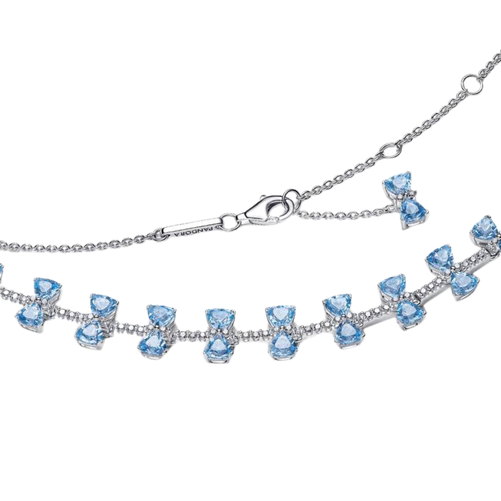 COLLAR PANDORA BRIDGERTON LAZO AZUL PLATA .925 ZOCALO ONLINE