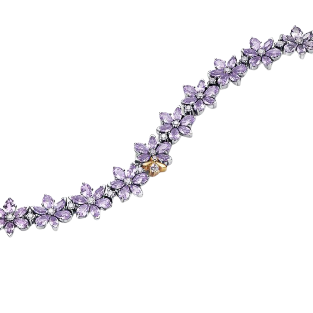 COLLAR CHOKER PANDORA BRIDGERTON HERBARIO ABEJA FLORES PLATA .925 ZOCALO ONLINE