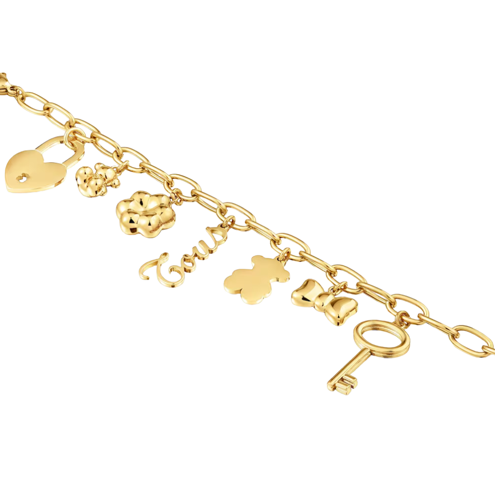 PULSERA BRAZALETE TOUS CADENA DE ACERO BICOLOR Y MOTIVO OSO CHARM (Copia) ZOCALO ONLINE