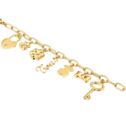 PULSERA BRAZALETE TOUS CADENA DE ACERO BICOLOR Y MOTIVO OSO CHARM (Copia) ZOCALO ONLINE