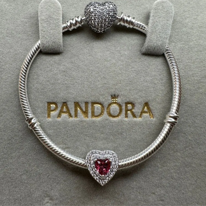 CHARM PANDORA CORAZON TIMELESS RELUCIENTE ROJO .925