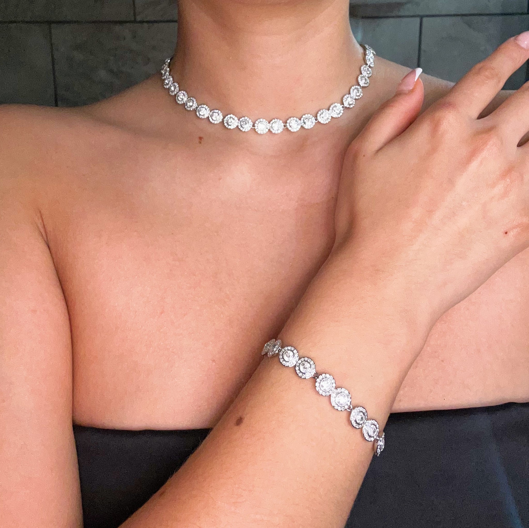SET CONJUNTO COLLAR + PULSERA + ARETES SWAROVSKI ANGELIC