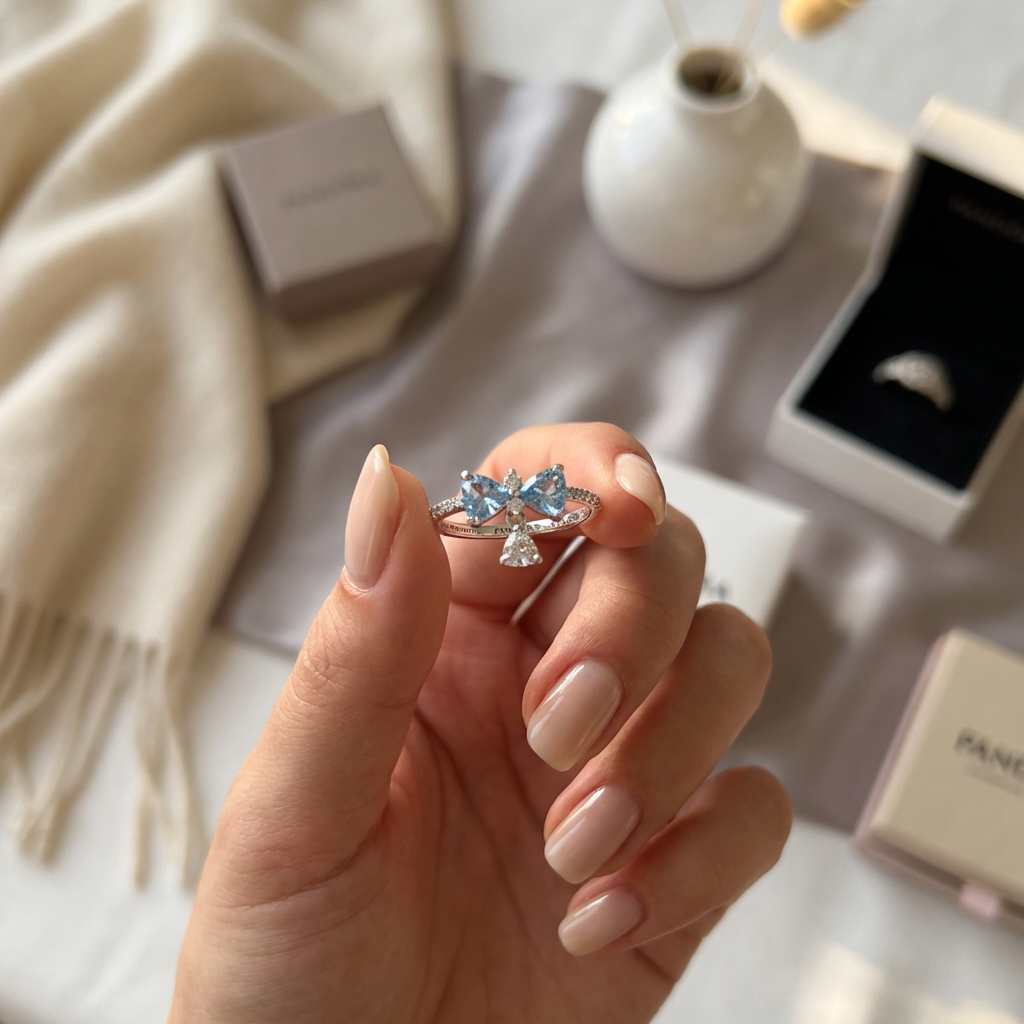 ANILLO PANDORA LAZO AZUL BRIDGERTON PLATA .925 MOÑO ZOCALO ONLINE