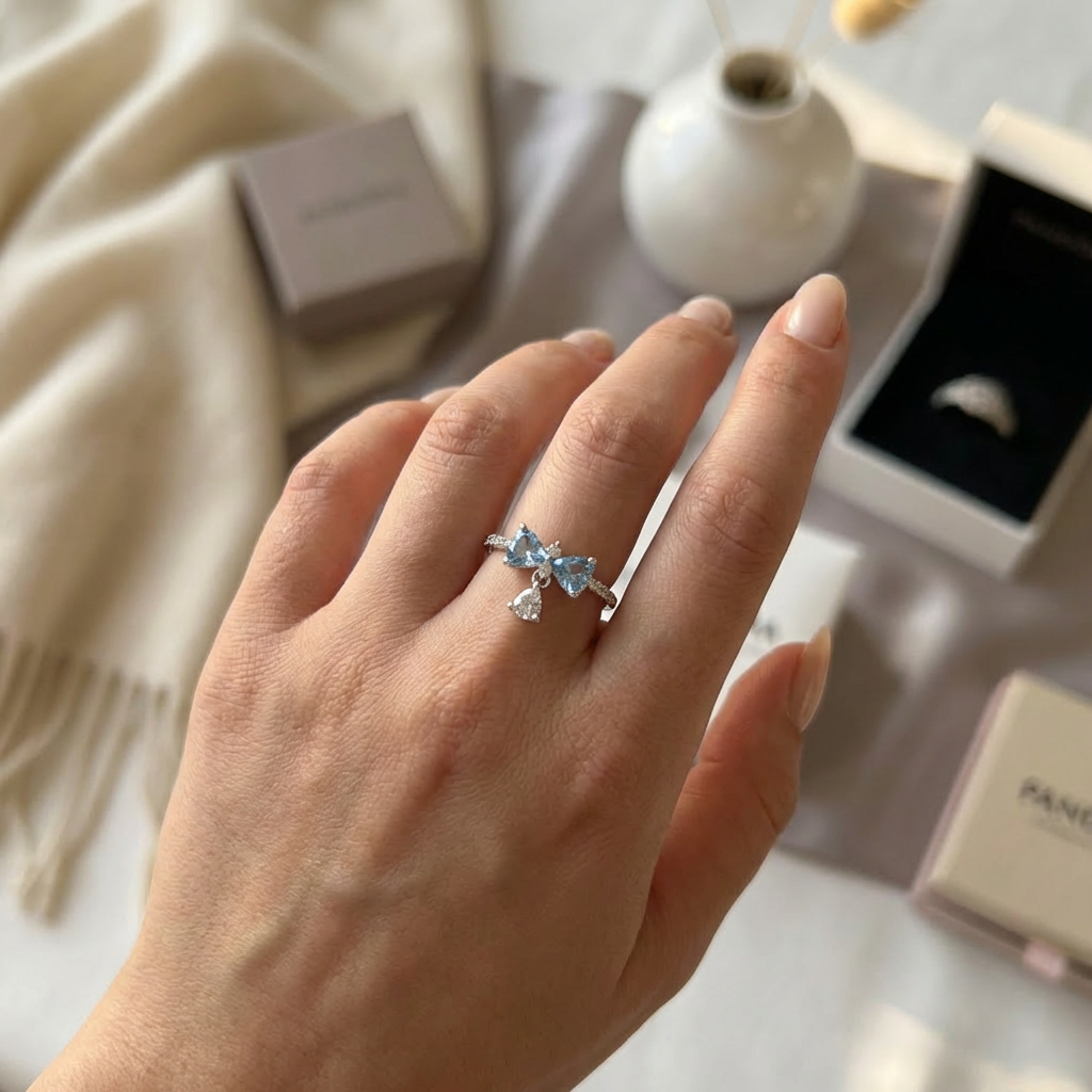 ANILLO PANDORA LAZO AZUL BRIDGERTON PLATA .925 MOÑO ZOCALO ONLINE