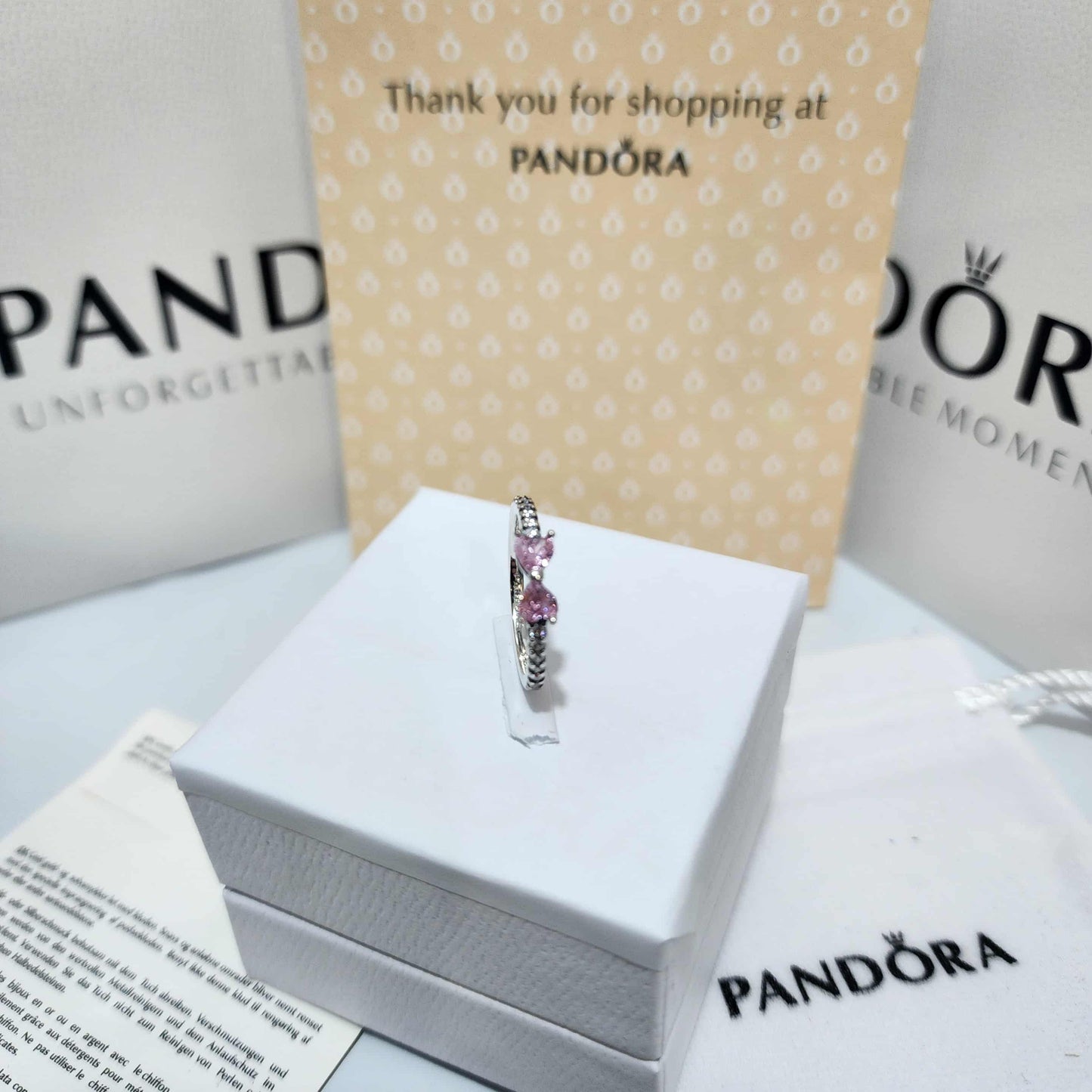 ANILLO PANDORA LAZO MOÑO ROSA PLATA .925 ACCESORIOS