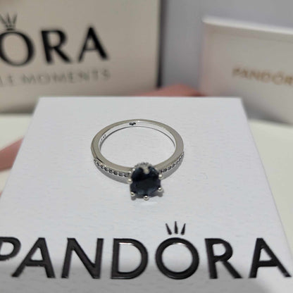 Anillo Pandora Corona Deslumbrante Azul Incluye Kit De Regalo