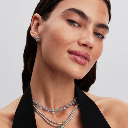 COLLAR PANDORA BRIDGERTON LAZO AZUL PLATA .925 ZOCALO ONLINE