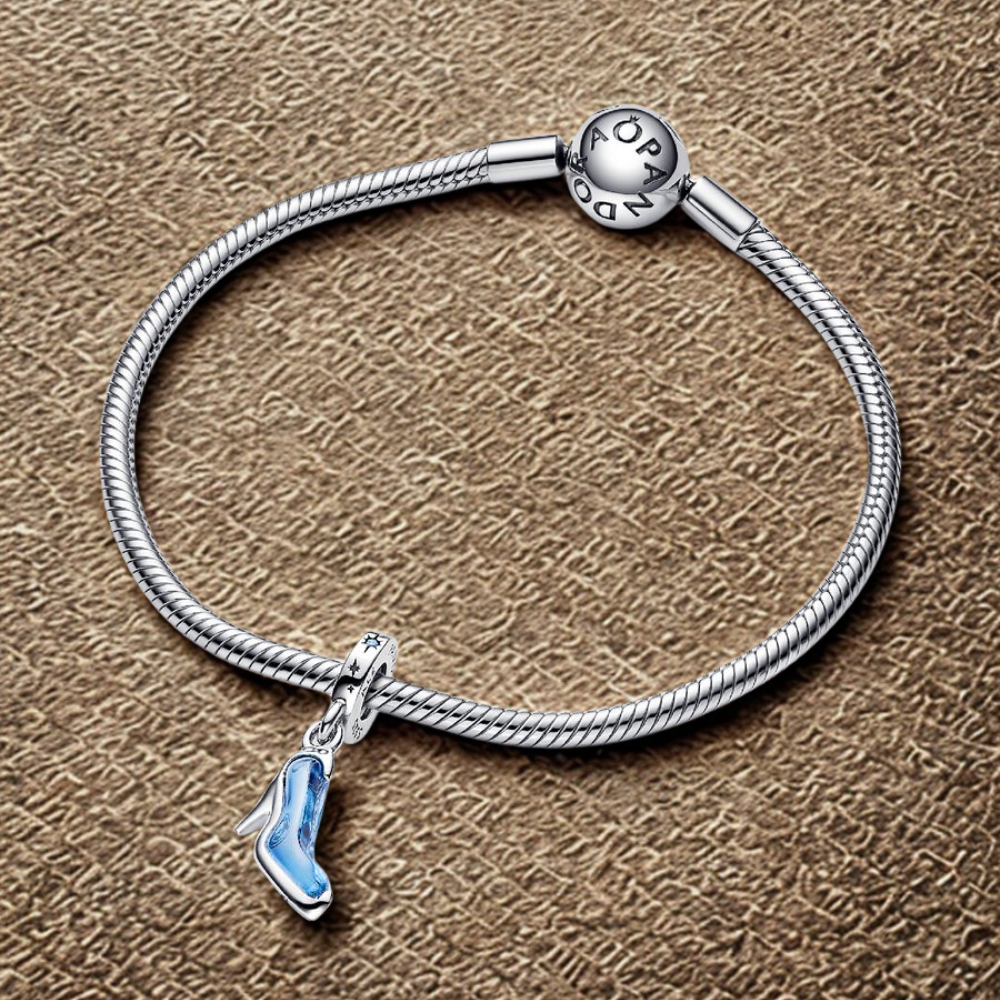 CHARM COLGANTE PANDORA ZAPATILLA CENICIENTA DISNEY AZUL PLATA .925