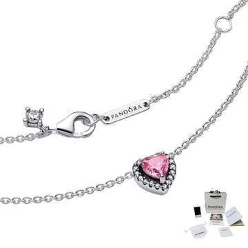 Collar Corazón Elevado Rosa Pandora