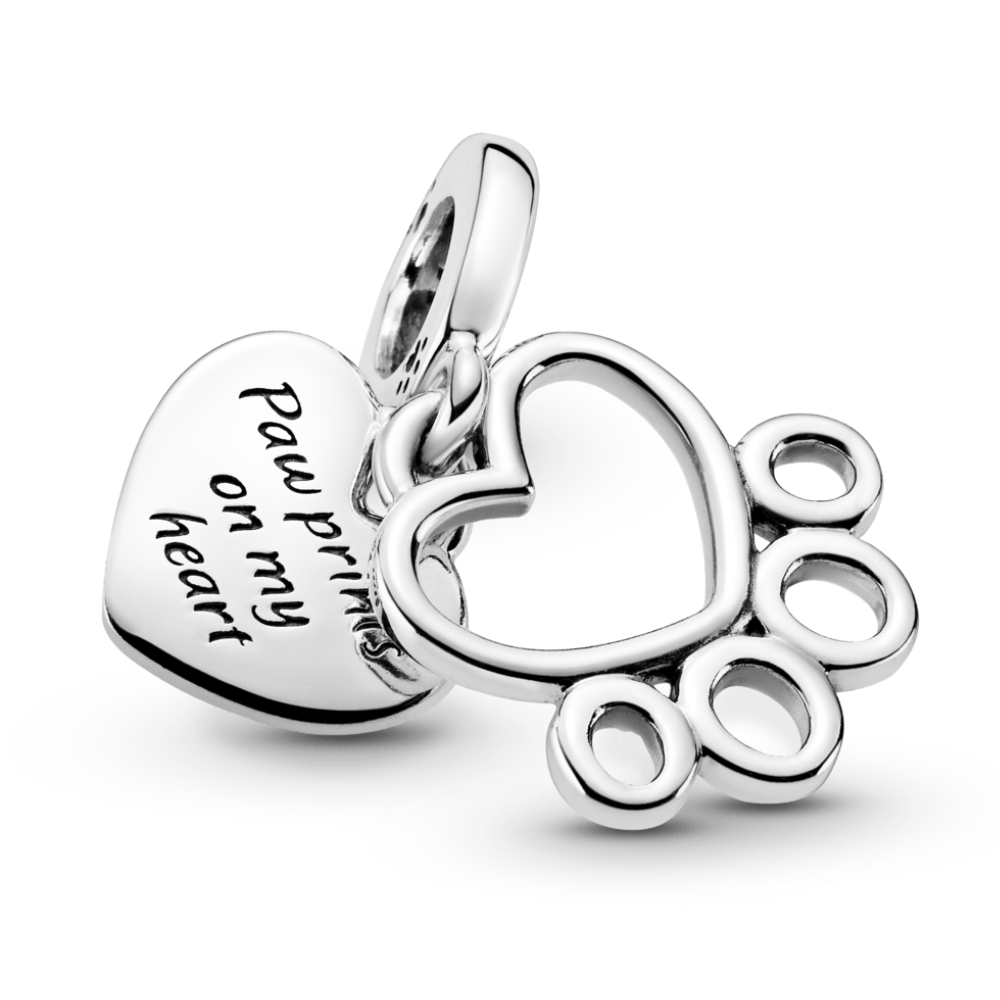 CHARM PANDORA COLGANTE CORAZONES MASCOTA HUELLA PATITA