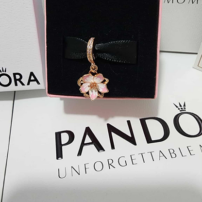 PANDORA CHARM CHERRY BLOSSOM PENDANT 14K ROSE GOLD 