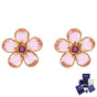 ARETES PENDIENTES FLOR FLORERE CRISTALES ROSA SWAROVSKI ORO 14K + KIT DE REGALO