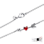 COLLAR PANDORA FLECHA Y CORAZON ROJO CRISTAL MURANO PLATA .925