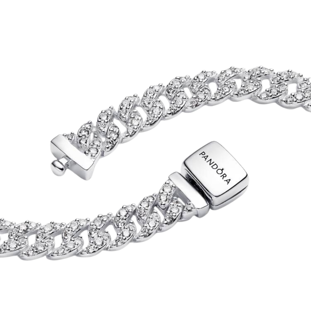 COLLAR PANDORA CUBANO CADENA PAVE ESLABONES PLATA .925 ZOCALO ONLINE