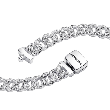 COLLAR PANDORA CUBANO CADENA PAVE ESLABONES PLATA .925 ZOCALO ONLINE