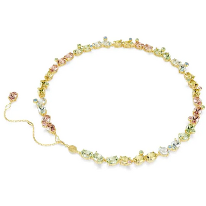 COLLAR TENIS GEMA CRISTALES COMPLETO MULTI COLOR VERDE SWAROVSKI + KIT DE REGALO