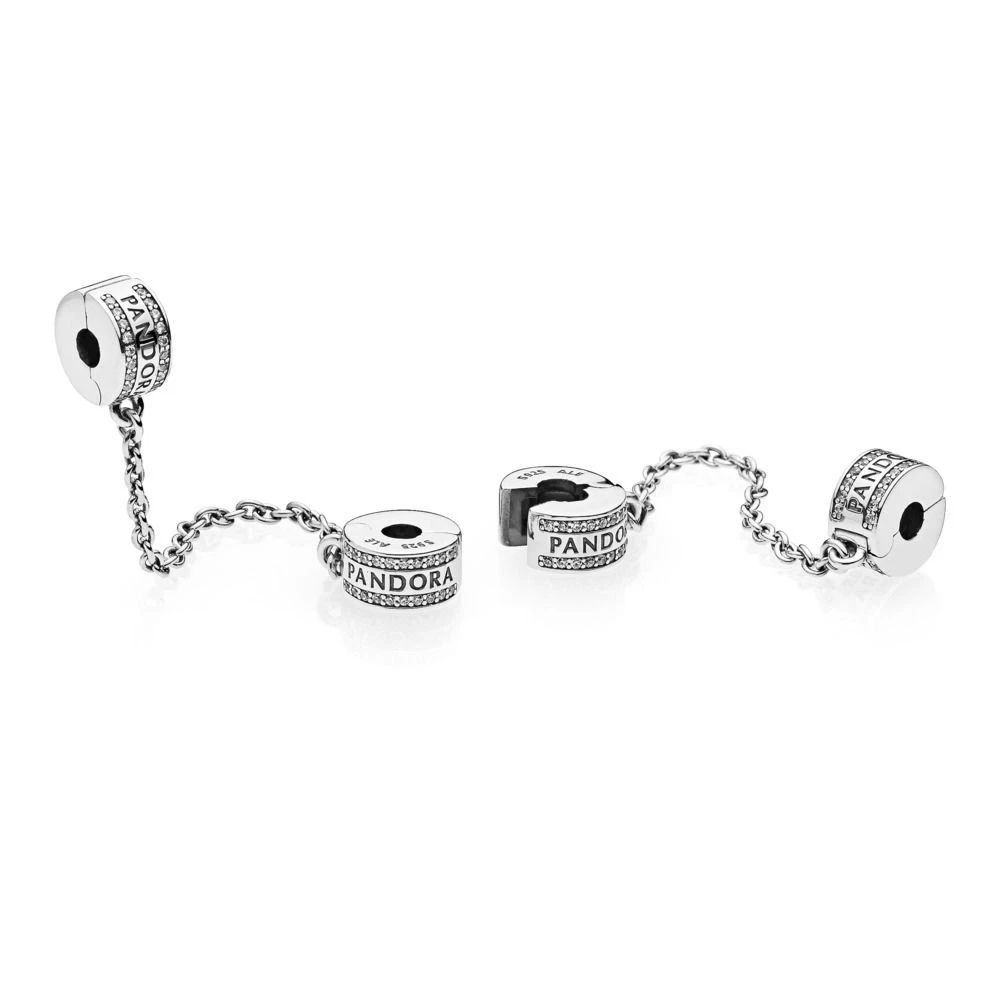CHARM CADENA DE SEGURIDAD LOGO LOGOTIPO PANDORA PLATA .925 ZOCALO ONLINE