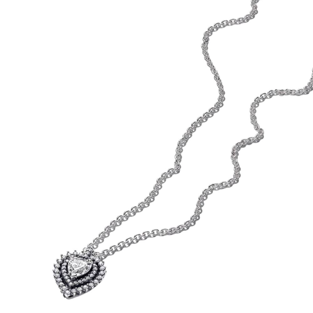 COLLAR CORAZON TIMELESS HALO PLATA .925