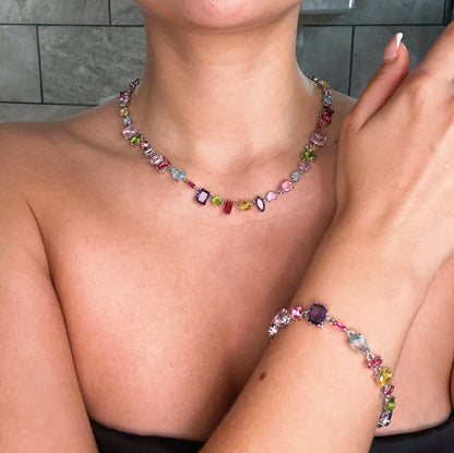 PULSERA BRAZALETE SWAROVSKI GEMA MULTI COLOR SWAROVSKI + KIT DE REGALO