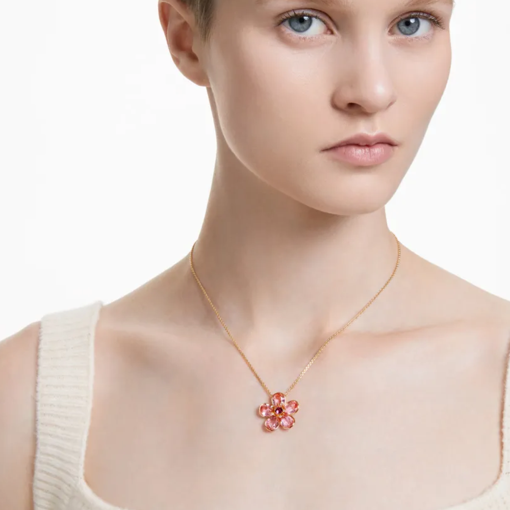 SWAROVSKI FLORERE FLOWER PENDANT NECKLACE ROSE GOLD CRYSTALS