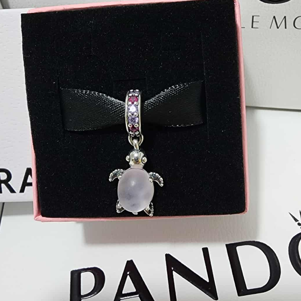 PINK SEA TURTLE PENDANT CHARM MURAN GLASS PANDORA 