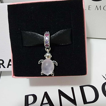PINK SEA TURTLE PENDANT CHARM MURAN GLASS PANDORA 