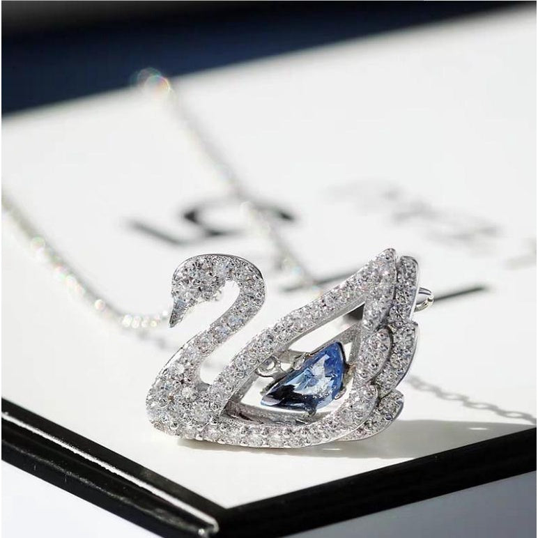 COLLAR SWAROVSKI DANCING SWAN AZUL CISNE RODIO + KIT DE REGALO