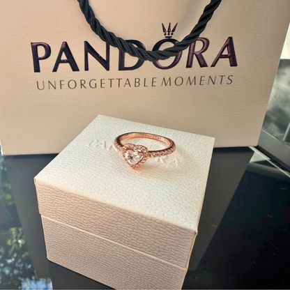 PANDORA PROMISE RING RAISED BRILLIANT HEART WHITE ROSE GOLD + GIFT KIT 